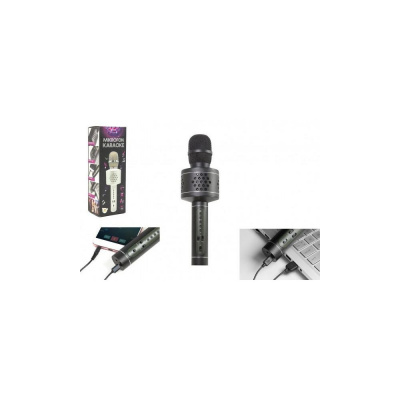 Mikrofón Karaoke Bluetooth čierny na batérie s USB káblom v krabici 10x28x8,5cm