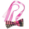 Show Tech Spoločenský motýlik - mašľa pre psa károvaný ružový