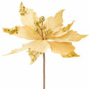 Vetvička MagicHome Vianoce s kvetom Poinsettia zlatá 31 cm