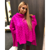 Fashionweek Dámske pončo s rolákom Pletené pončo sveter s rolákom pink JK33 Farba: Amarant, Veľkosť: Universal