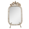 Clayre & Eef Béžovo-zlaté antik stolné zrkadlo zdobené kvetmi Brocante - 25*6*48 cm - Clayre & Eef