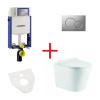 KGM WC súprava OVALE BASSO RIMLESS: závesné WC so sedadlom, combifix, podložka, gombíková chrómová podložka OLKLT053ER004