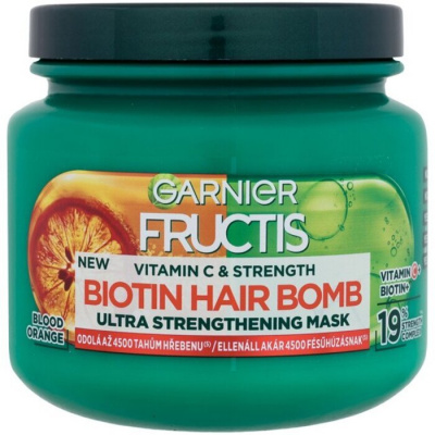 Garnier Fructis Vitamín & Strength Biotín Hair Bomb Mask - Posilňujúca maska pre slabé vlasy náchylné na vypadávanie 320 ml