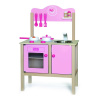 VIGA Detská drevená kuchynka - ružová s doplnkami
