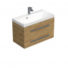 Swiss aqua technologies Koupelnová skříňka s chromovými úchyty a umyvadlem SAT Cube Way 80x53x40 cm dub Hickory mat CUBE280ZDH