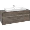 VILLEROY & BOCH Collaro závesná skrinka pod umývadlo na dosku (umývadlo v strede), 4 zásuvky, s LED osvetlením, 1400 x 500 x 548 mm, Stone Oak, C092B0RK