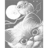 ZUTY Bodkovanie - MAČIATKO, SOVA A MESIAC Rámovanie: vypnuté plátno na rám, Rozmer: 80x100 cm