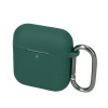 kwmobile silikonový obal na nabíjecí pouzdro sluchátek pro Marshall Minor IV / Minor 4 s ochranným držákem a karabinou, tmavě zelená (kwmobile Cover for Marshall Minor IV / Minor 4 Case - Silicone Cov