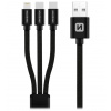 Swissten 72501103 3v1 2x USB-C (M) - Lightning (M) - USB-A (M), 60W, 3A, 1,2m, černý Swissten 72501103 3v1 2x USB-C (M) - Lightning (M) - USB-A (M), 60W, 3A, 1,2m, černý