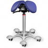Sedlová stolička Salli SwingFit Farba čalúnenia: Koža - tmavo modrá #77158, Výška postavy: Vysoká (L) - od 165 cm, Konštrukcia: chrómová + masážna Salli základňa 24 farieb