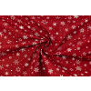 Bavlněné plátno bílé vločky a puntíky na červené