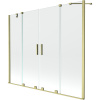 Mexen Velar Duo dvojkrídlový posuvný sprchový záves 190 x 150 cm, transparentný, zlatý kefovaný - 896-190-000-02-55