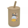Silikónový hrnček so slamkou Korytnačka, 150 ml - tm. béžový BocioLand 5902533174546