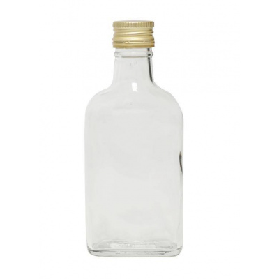 Sklenená fľaša na alkohol 200 ml, s uzáverom na závit