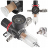 REDUKČNÝ VENTIL FILTER VZDUCHU ODLUČOVAČ VODY 1/4'' + MANOMETER SPOJKY