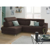 Rohová sedacia súprava Brico, tmavo hnedá látka, ľavý roh
