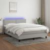 vidaXL Posteľ boxsping s matracom a LED bledosivá 140x200 cm látka 3133077