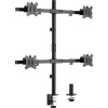 Držiak pre 4x monitor na stôl, úchyt o dosku, max 9kg, rameno 375mm, VESA 75/100, čierny