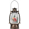 Lampáš MagicHome Vianoce Retro, LED teplá biela, so santom, s trblietkami, čierny, 3xAA, plast, 13x11x24/35 cm