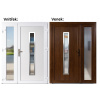 Dvojkrídlové vchodové dvere plastové Soft Hana Inox+Sklo Nisip, Zlatý dub/Biela, 130x200 cm, pravé