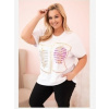 Kesi Włoski Dámska bavlnená blúzka Plus Size s kamienkami biela + ružová