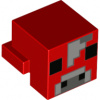 19727pb009 Red Creature Head Pixelated (Minecraft Mooshroom) (Červená hlava Pixelated s černýma očima a nosními dírkami, světle modrošedý nos (Minecraft Mooshroom))
