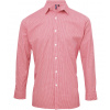 Premier Workwear Pánska bavlnená košeľa s dlhým rukávom PR220 Red -ca. Pantone 200 L