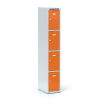 Alfa 3 Šatníková skrinka S6 s úložnými boxami, 4 boxy, 1800 x 300 x 500 mm, otočný zámok, oranžové dvere