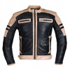 Pánska kožená bunda W-TEC Esbiker (Veľkosť: 5XL, Farba: čierna s béžovými p