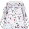 NEW BABY 3-dielne posteľné obliečky New Baby 100/135 cm biele kvety a pierka