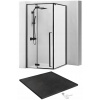 Sprchový kút - Sprchová kabína 90x90 čierna + minerálna sprchová vanička (Sprchový kút - Sprchová kabína 90x90 čierna + minerálna sprchová vanička)