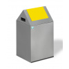 Nádoba na odpad z oceľového plechu, samozhášacia, 43 l, sivá, vhadzovacie veko žltá