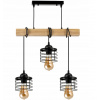 BERGE LED závesné stropné svietidlo, drevený trám, 3xE27, loft pružina