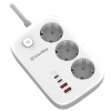 COLORWAY Prodlužovací napájecí přívod/ 3x Schuko/ 2x USB-A 60W/ 2x USB-C 65W/ kabel 2m (CW-CHE34PDW)
