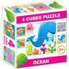 Mix Puzzle s kockami, 4 dieliky - Morské zvieratá