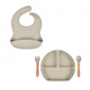 Martons jedálenská sada silikónová s prísavkou Light beige 4 dielna
