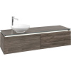 VILLEROY & BOCH Legato závesná skrinka pod umývadlo na dosku (umývadlo vľavo), 2 zásuvky, s LED osvetlením, 1600 x 500 x 380 mm, Stone Oak, B595L0RK