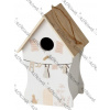 Dizajnová vtáčia búdka Boltze – biela s prírodnými detailmi, 22,5 cm