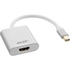 Adaptér mini DisplayPort/HDMI M/F, 4K@60Hz (DP 1.2a, HDMI 2.0), 18G, aktívny, 20cm, biely