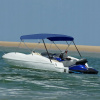 Bimini strieška na loď, 4 oblúky, modrá, 243x(230