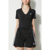 Šortky adidas Originals Firebird Short dámske, čierna farba, s nášivkou, vysoký pás, IU2425,