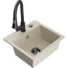 Mexen Milo, 1-komorový granitový drez 435x410x171 mm a drezová batéria Elia, béžová, 6505-69-670101-70