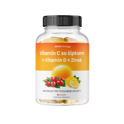 MOVit Energy MOVit Vitamín C 1200 mg so šípkami + Vitamín D + Zinok PREMIUM 90 tabliet