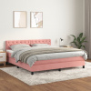 zahrada-XL Posteľný rám boxsping s matracom ružový 160x200 cm zamat 3141496