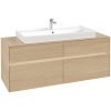 VILLEROY & BOCH Collaro závesná skrinka pod umývadlo na dosku (umývadlo v strede), 4 zásuvky, s LED osvetlením, 1400 x 500 x 548 mm, Nordic Oak, C092B0VJ