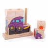 Bigjigs Toys Bigjigs Baby Nasadzovacie kocky dopravné prostriedky