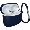 Silikonové měkké pouzdro pro AirPods 3 + přívěsek na klíče s karabinkou, tmavě modré (pouzdro D)