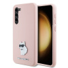 Karl Lagerfeld Silicone (KLHCS23SSMHCNPP) kryt na Samsung Galaxy S23 – Ružový Choupette kovový odznak KF2339658