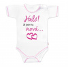 Body krátky rukáv s vtipným textom Baby Nellys, Haló! Já jsem tu nová, veľ. 68, holka 80 (9-12m)