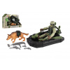 Teddies Vojenská sada plast čln, vojak, pes s doplnkami v krabici 23x14x4cm